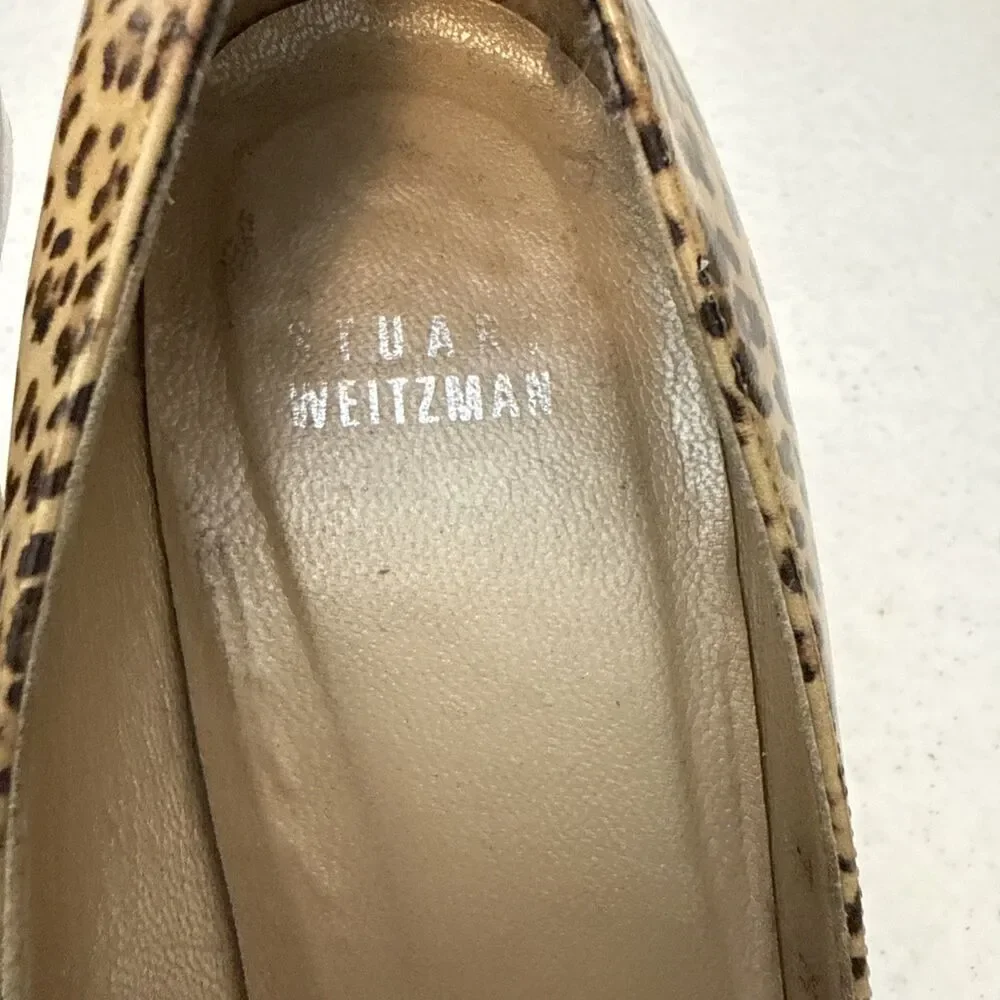 Stuart Weitzman Round Toe Pumps Stiletto Heels Brown Leopard Heels Women's 7 M